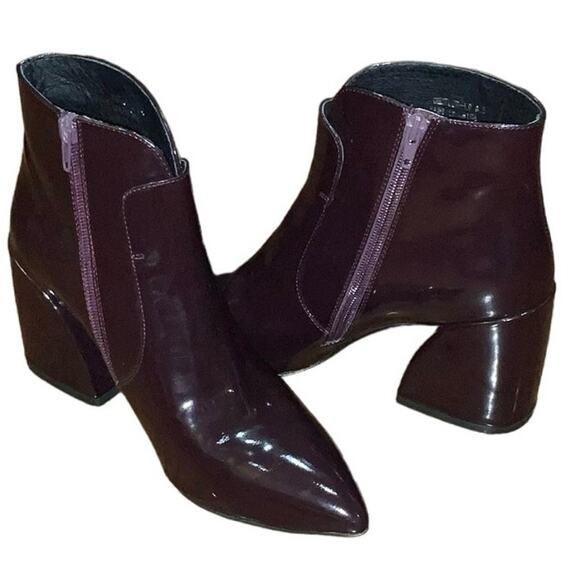 Jeffrey Campbell Ankle Booties Sz.8 Plum Block Heel patent leather Shine VGUC - Picture 5 of 15